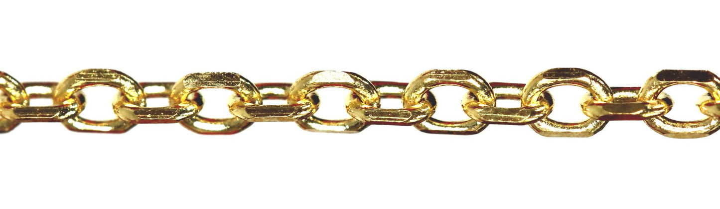 14K White Gold Beveled Oval Cable Chain