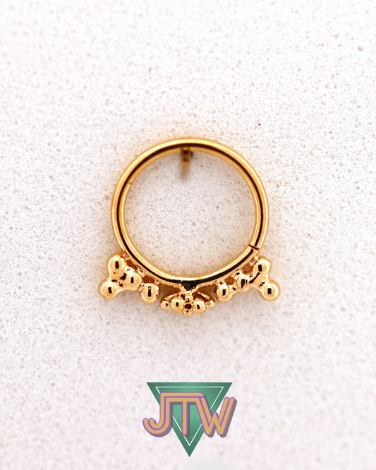 18g 11/32 Textured Beaded Ring