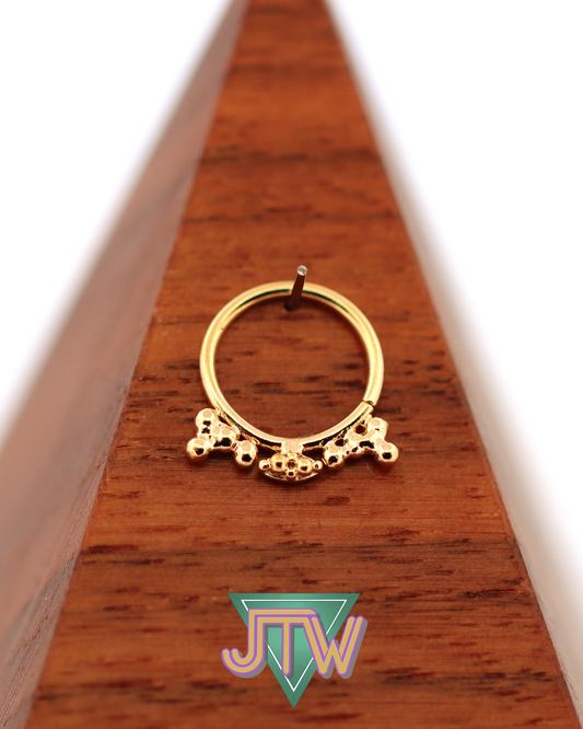 18g 11/32 Textured Beaded Ring