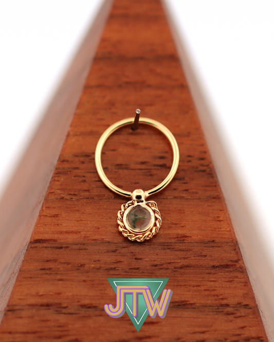 One off Fixed Bead Ring with 3mm Moss Agate