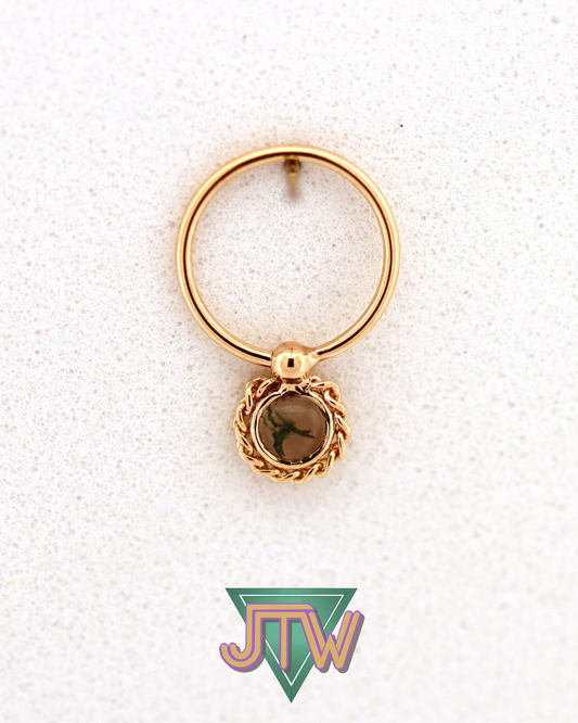 One off Fixed Bead Ring with 3mm Moss Agate